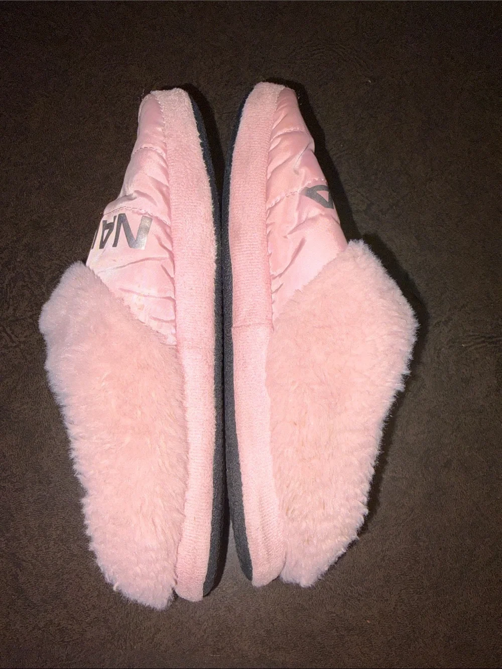 Nautica Kids Pink Plush Quilted Slip-On Slippers